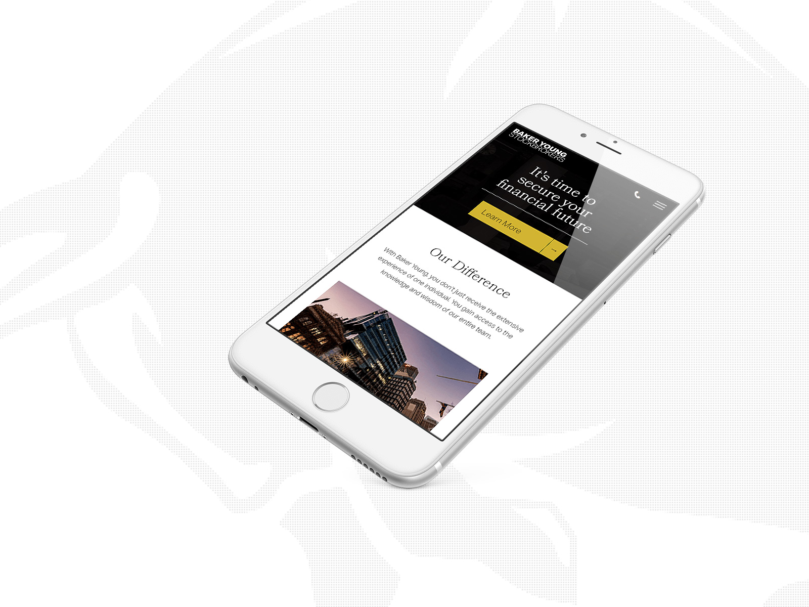 Baker Young — homepage, mobile