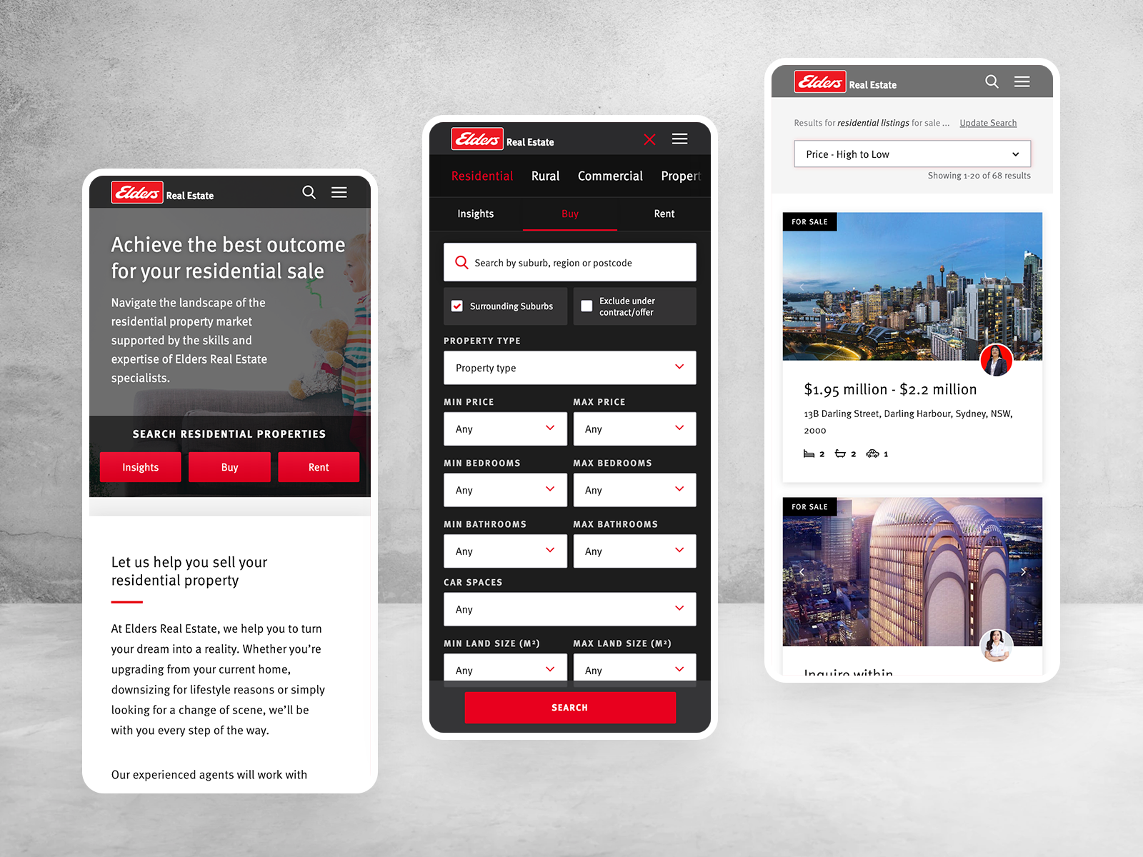 Elders Real Estate — residential search, mobile