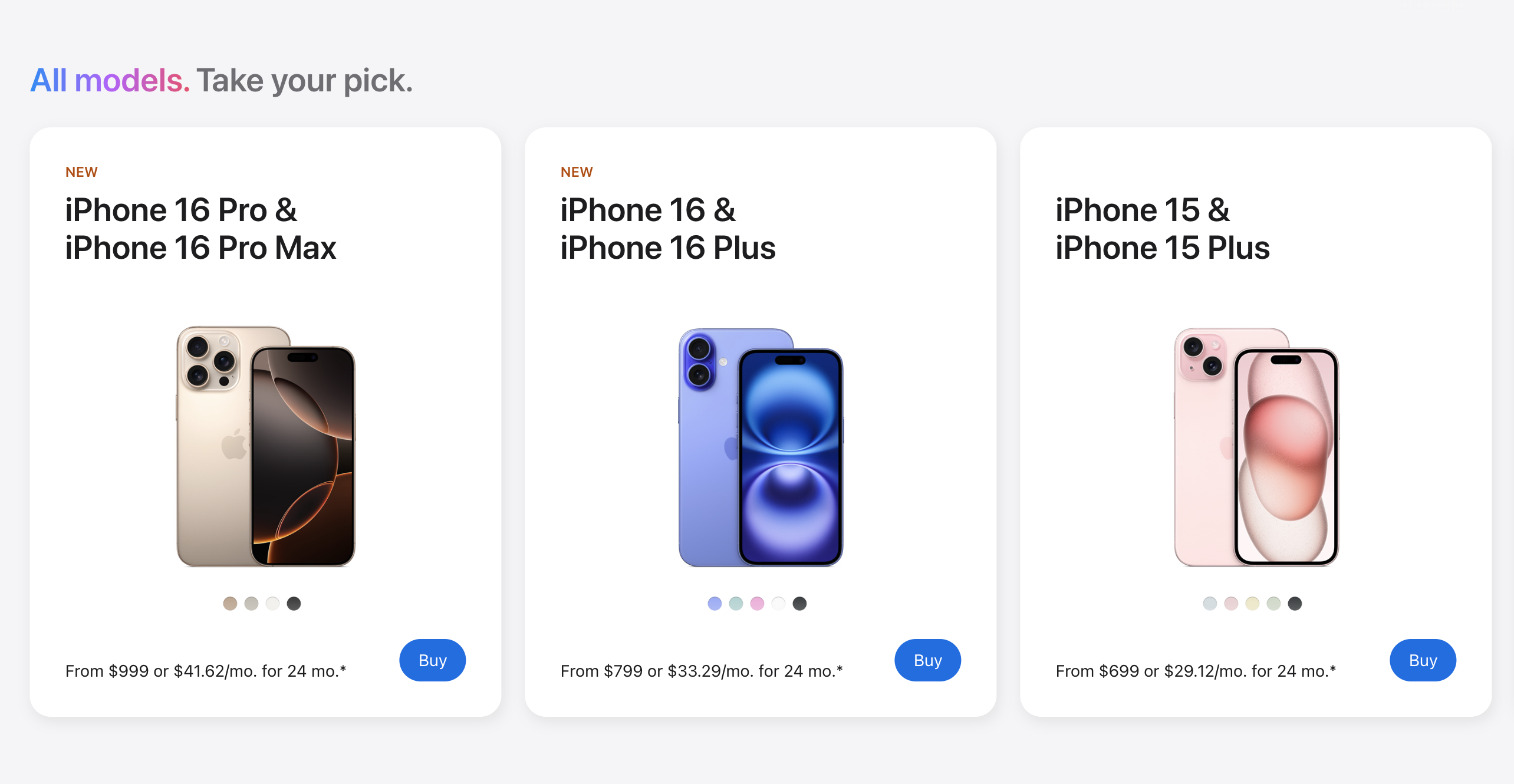 Apple — product cards with shadows