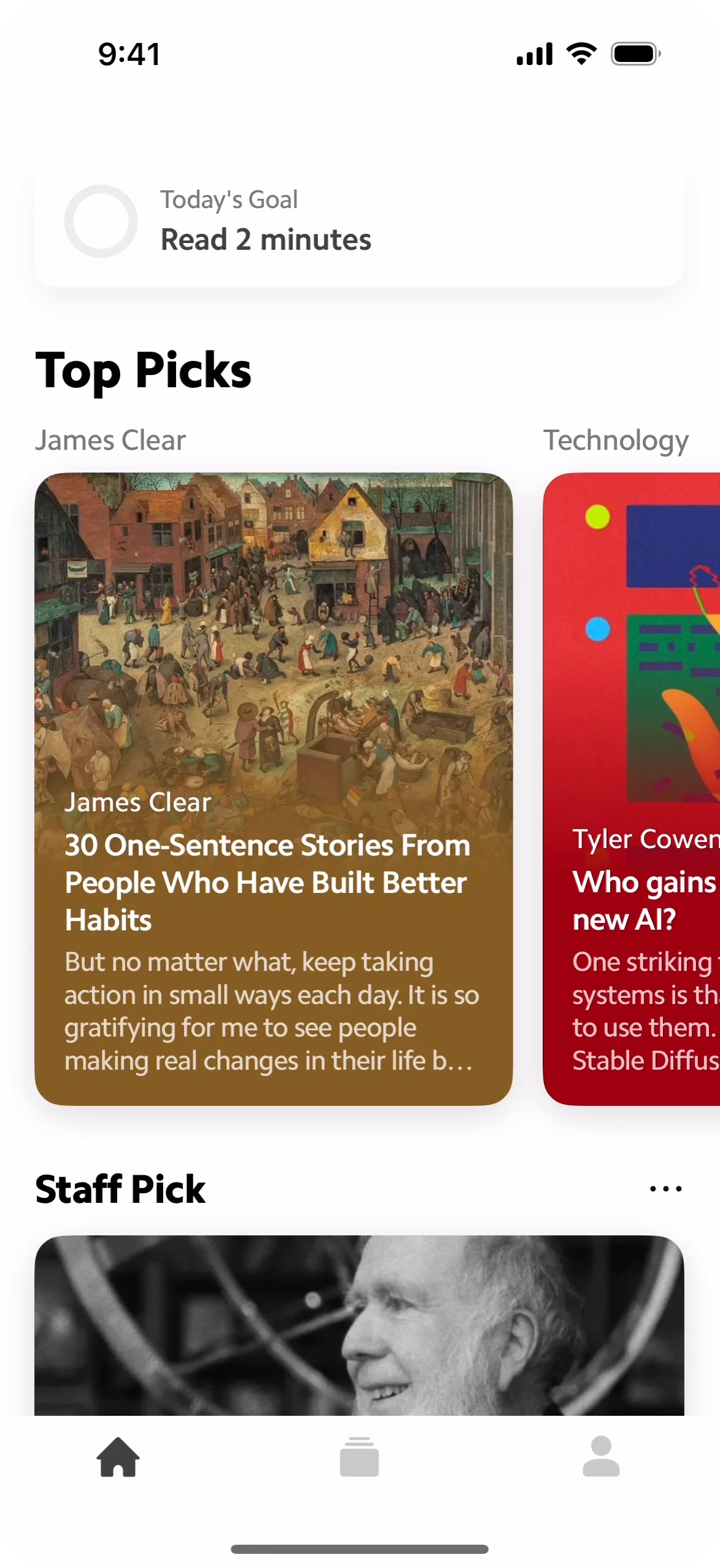 Matter app homepage — carousel closure