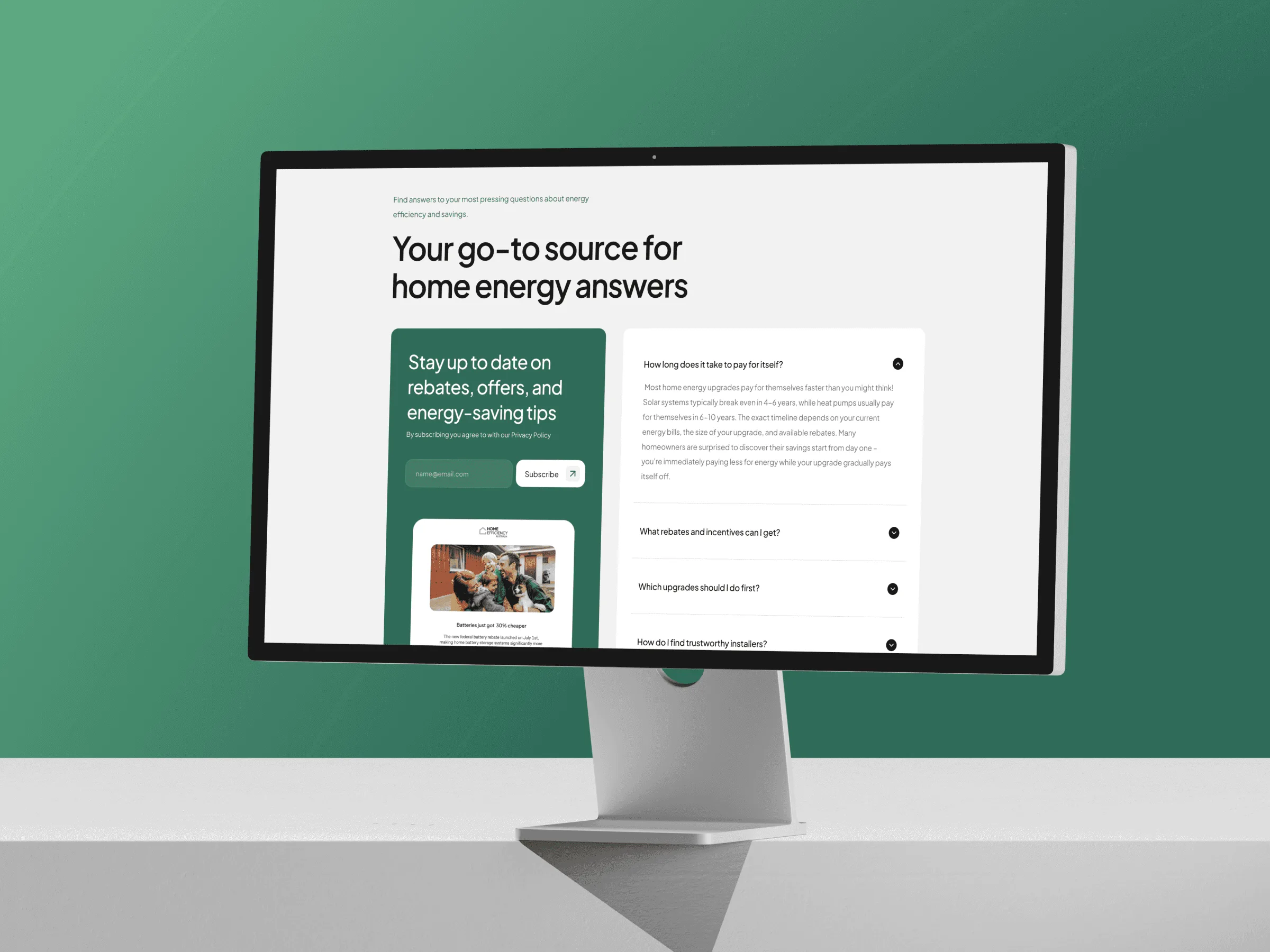 Home Efficiency Australia — previous experience analysis