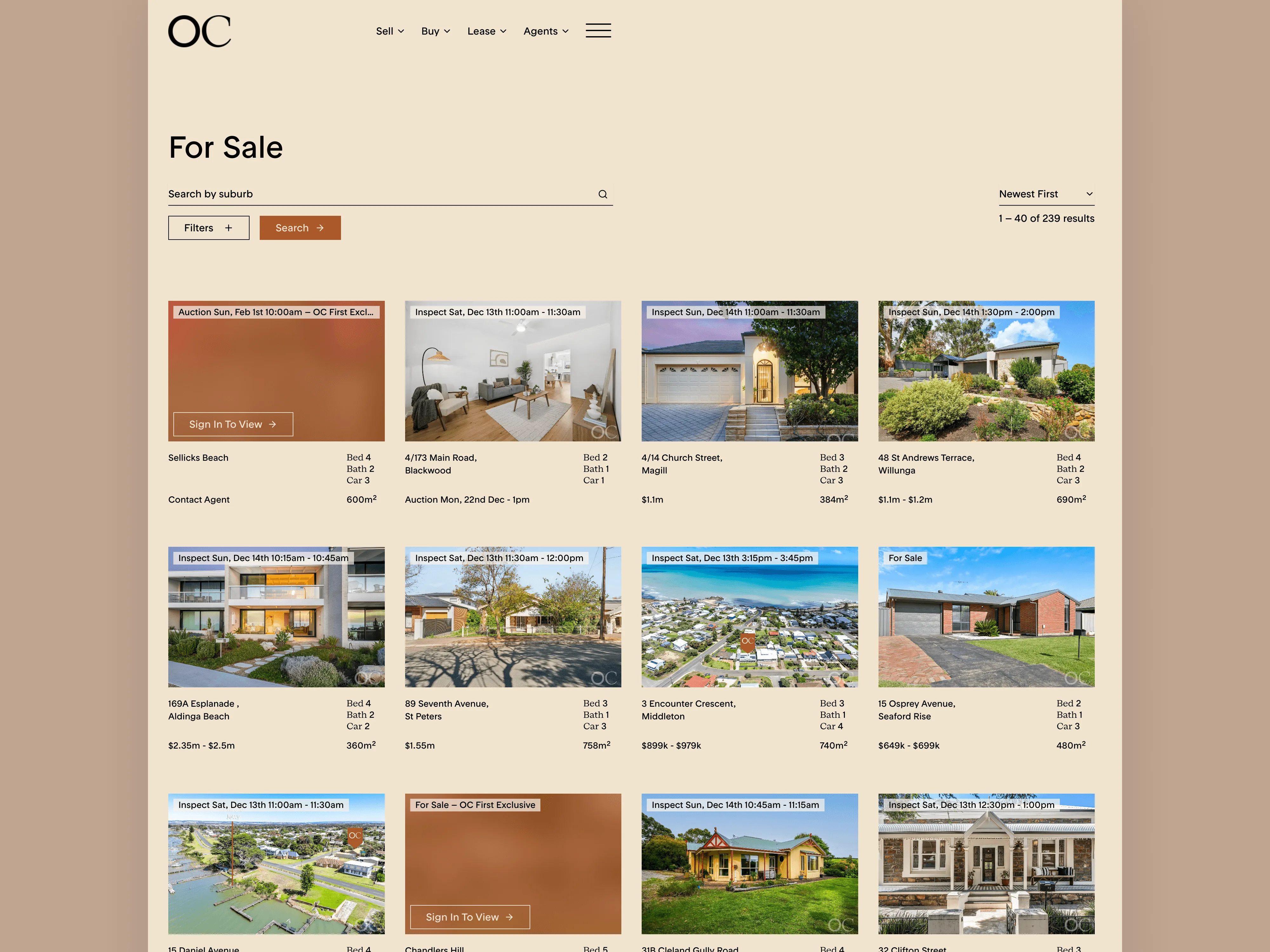 OC Real Estate — mobile experience