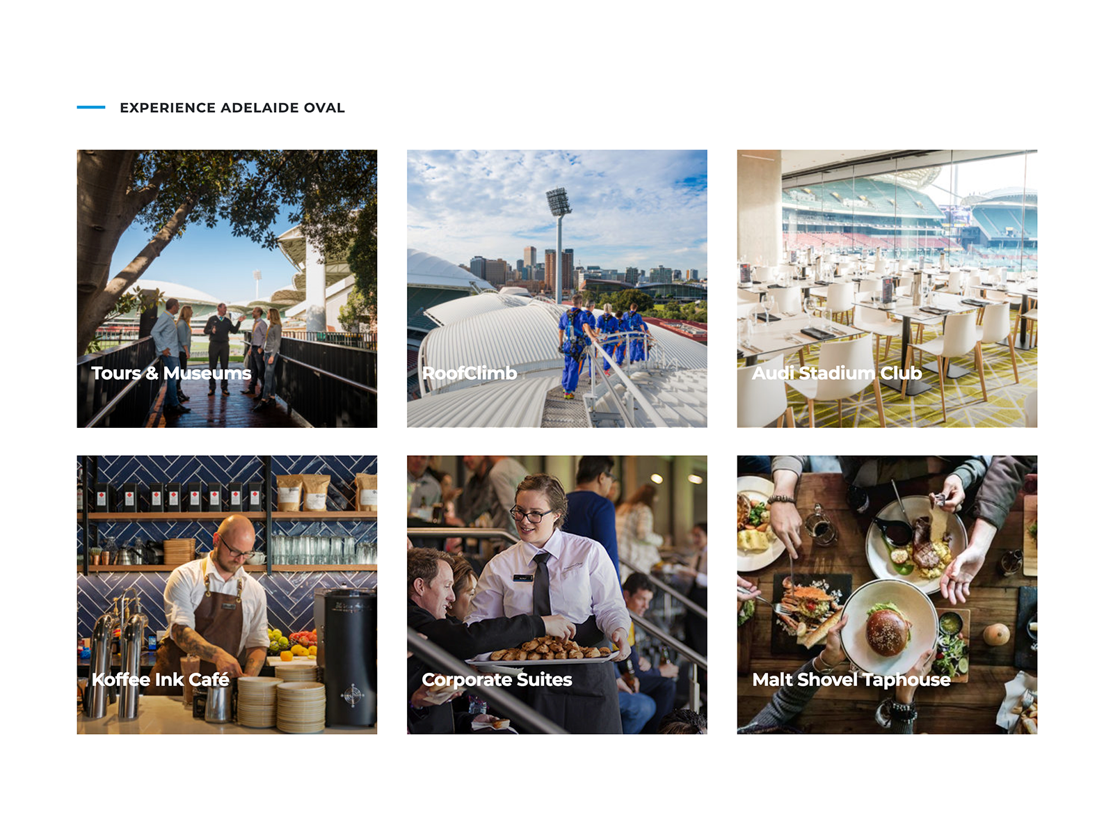 Adelaide Oval — content boxes, desktop