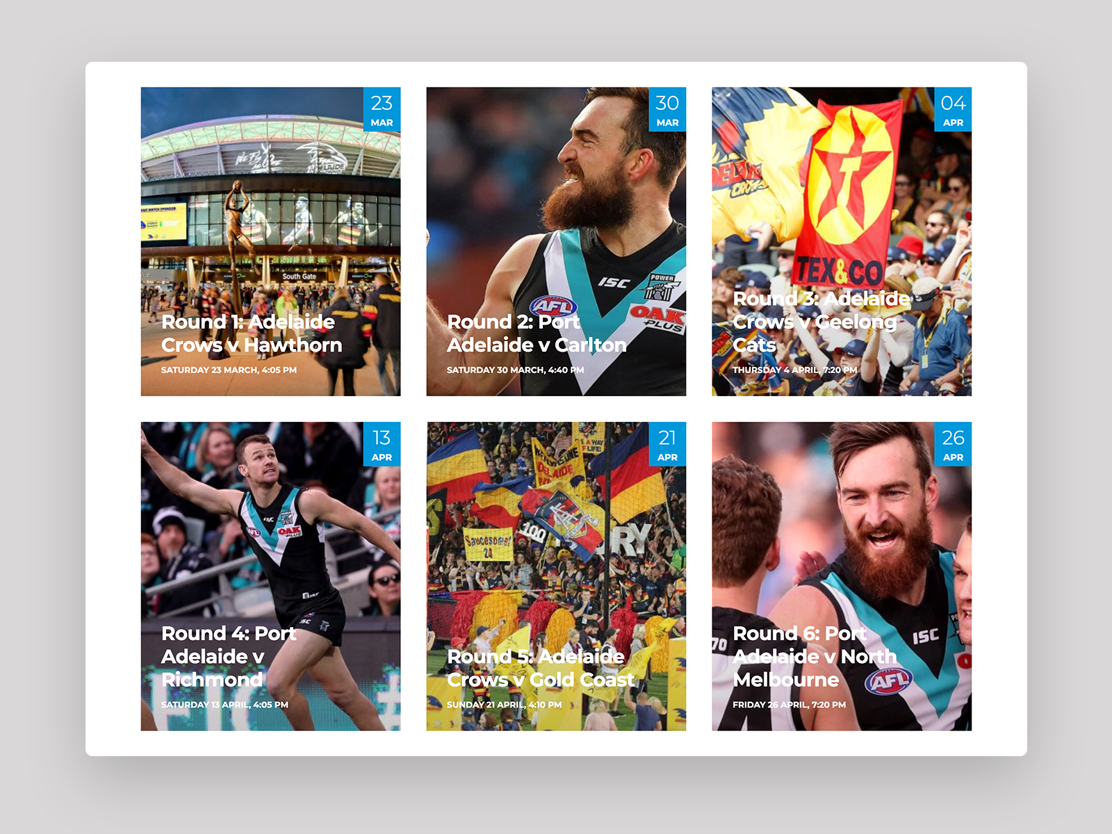 Adelaide Oval — events, desktop
