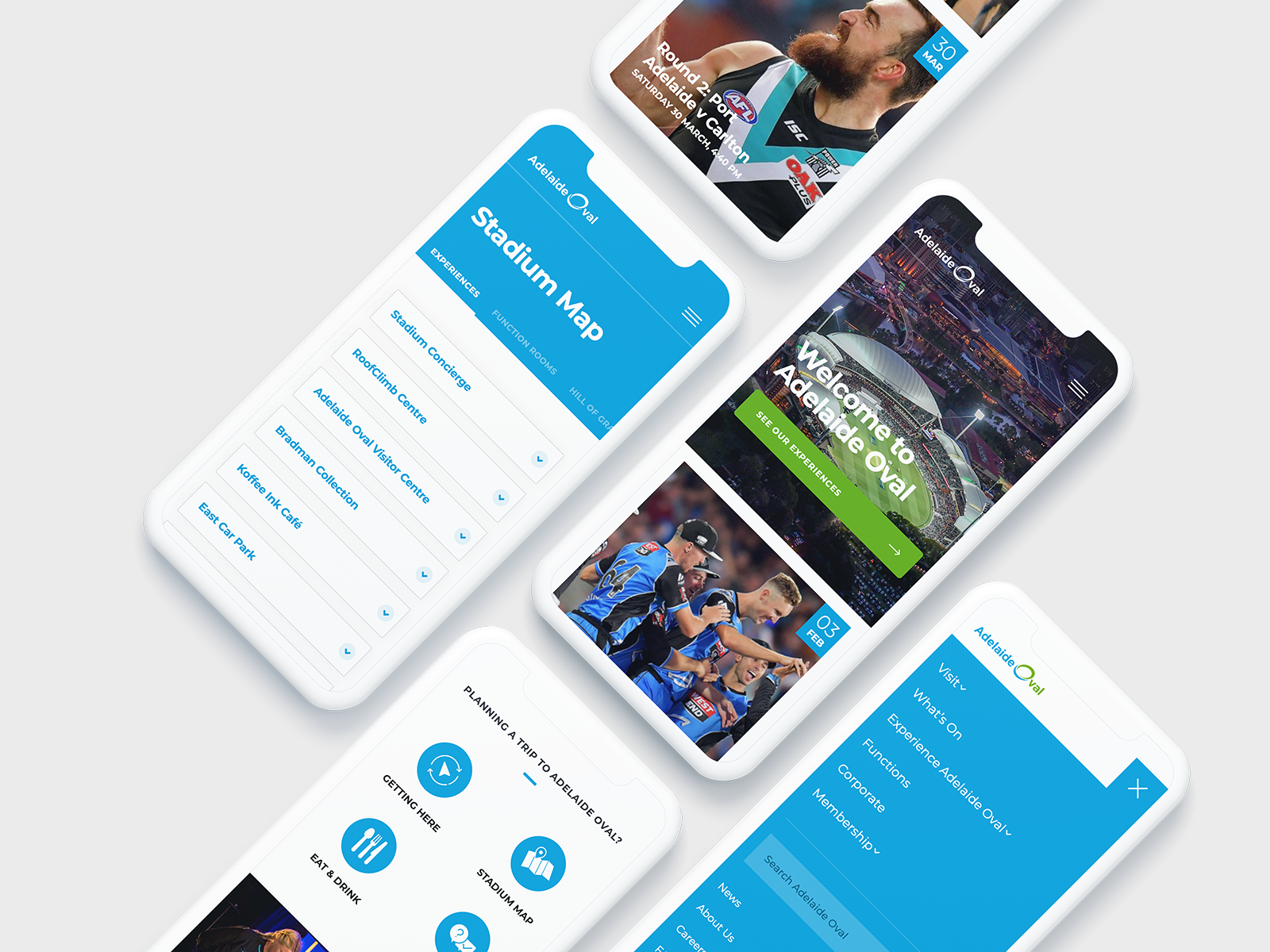 Adelaide Oval — mobile layouts overview