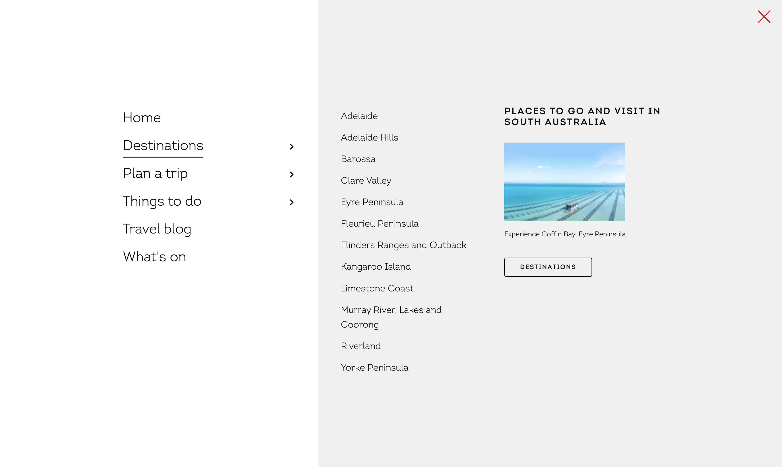 SouthAustralia.com — navigation, desktop