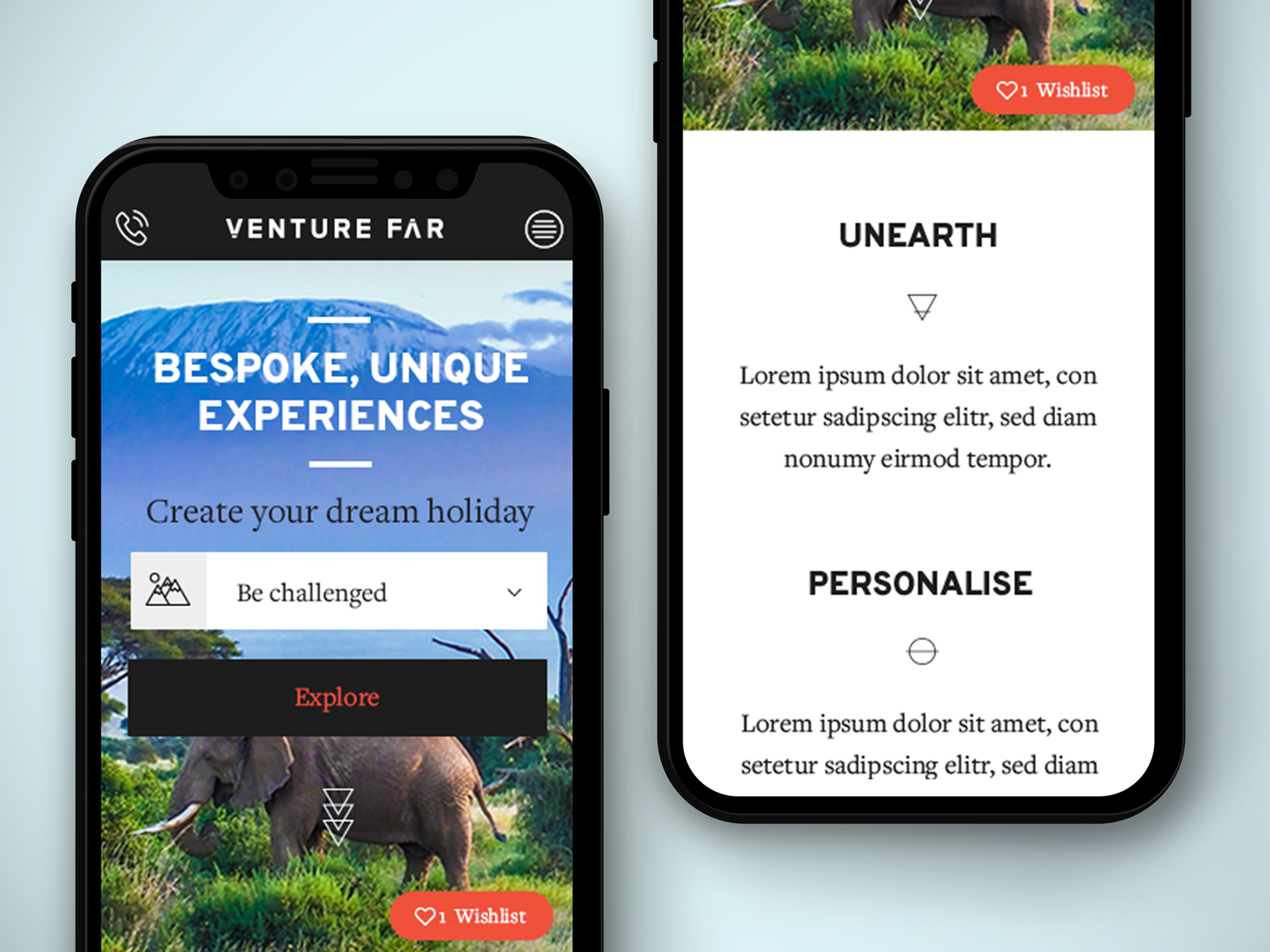 Venture Far — homepage, mobile (v2)
